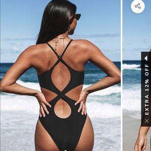 Cupshe Kasey Black Cutout Back One Piece Swimsuit